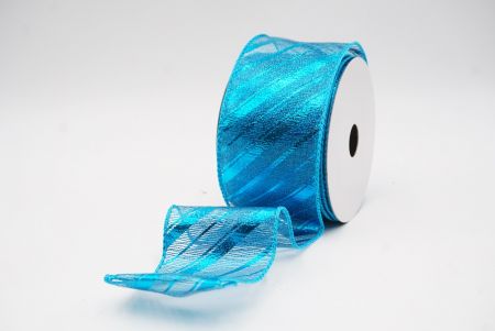 Vaaleansininen metallinen raidallinen jouluglitterin langallinen nauha_KF9934GC-55-213