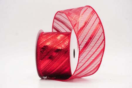 Punainen metallinen raidallinen jouluglitterin langallinen nauha_KF9934GC-7-7