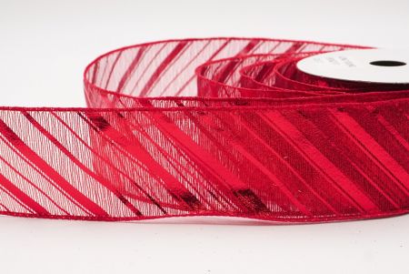 Punainen metallinen raidallinen jouluglitterin langallinen nauha_KF9934GC-7-7