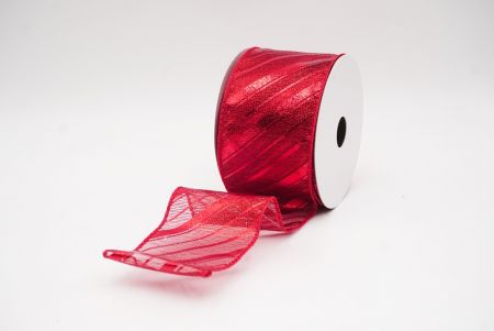 Punainen metallinen raidallinen jouluglitterin langallinen nauha_KF9934GC-7-7