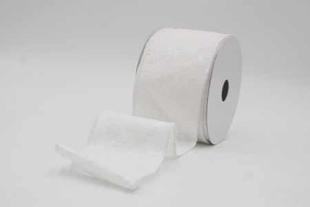 White Scroll Filigree Christmas Wired Ribbon_KF9935GC-1-1