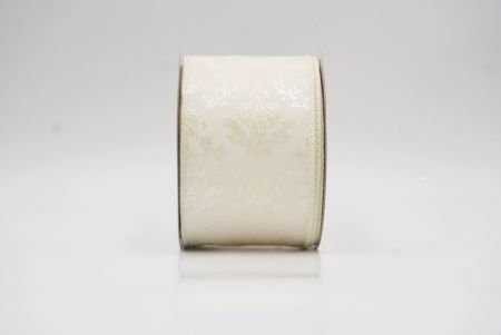 Cream Scroll Filigree Christmas Wired Ribbon_KF9935GC-2-2