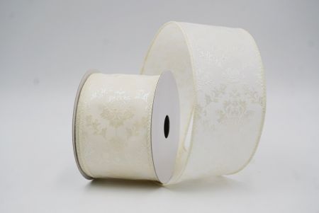 Cream Scroll Filigree Christmas Wired Ribbon_KF9935GC-2-2