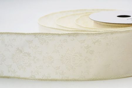 Cream Scroll Filigree Christmas Wired Ribbon_KF9935GC-2-2