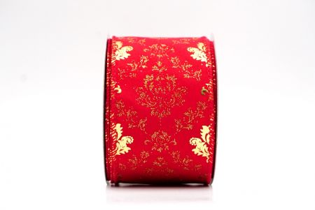 Red - Gold Gold Scroll Filigree Christmas Wired Ribbon_KF9936GC-7G-7