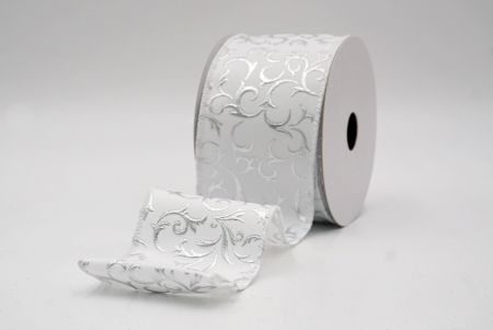 सफेद_धात्विक फॉयल स्क्रॉल वायर्ड रिबन_KF9938GC-1-1