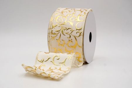 क्रीम_धात्विक फॉयल स्क्रॉल वायर्ड रिबन_KF9938GC-2-2