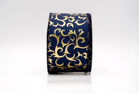 नैवी ब्लू_धात्विक फॉयल स्क्रॉल वायर्ड रिबन_KF9938GC-4-4