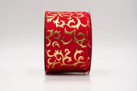 लाल_धात्विक फॉयल स्क्रॉल वायर्ड रिबन_KF9938GC-7-7