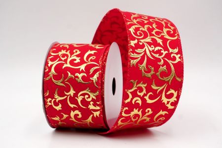 लाल_धात्विक फॉयल स्क्रॉल वायर्ड रिबन_KF9938GC-7-7