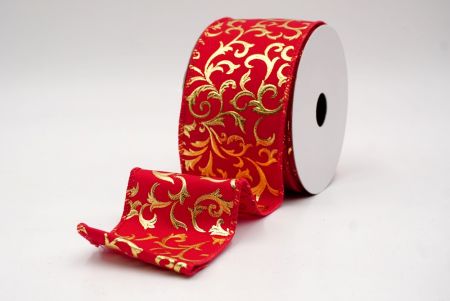 लाल_धात्विक फॉयल स्क्रॉल वायर्ड रिबन_KF9938GC-7-7