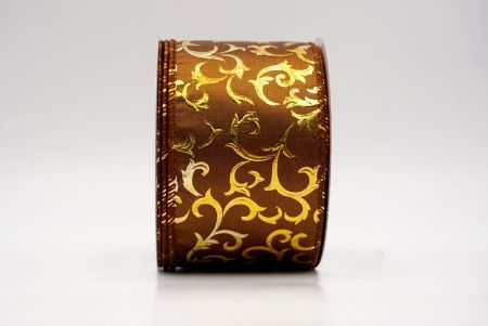 भूरा_धात्विक फॉयल स्क्रॉल वायर्ड रिबन_KF9939GC-58-139