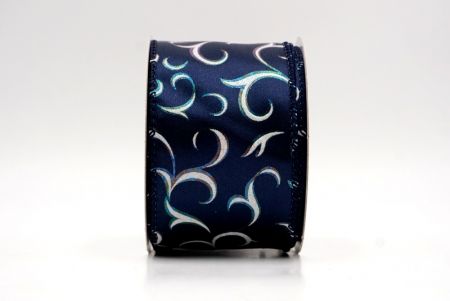 Navy Blue_Metallic Foil Scroll Wired Ribbon_KF9940GC-4-4