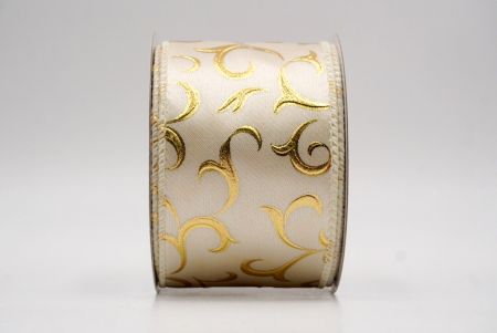 Cream_Metallic Foil Scroll Wired Ribbon_KF9941GC-2-2