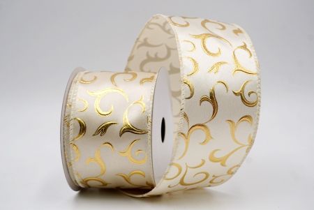 Cream_Metallic Foil Scroll Wired Ribbon_KF9941GC-2-2