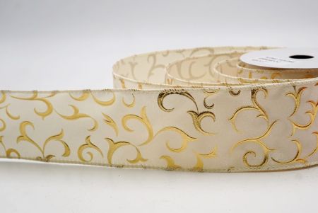 Cream_Metallic Foil Scroll Wired Ribbon_KF9941GC-2-2