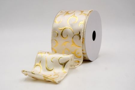 Cream_Metallic Foil Scroll Wired Ribbon_KF9941GC-2-2