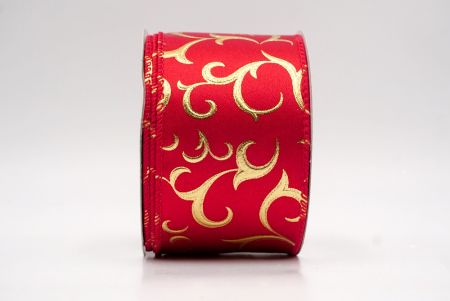 Red/Gold_Metallic Foil Scroll Wired Ribbon_KF9941GC-7G-7