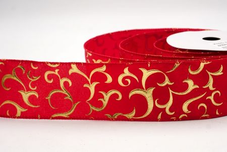 Red/Gold_Metallic Foil Scroll Wired Ribbon_KF9941GC-7G-7