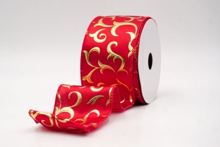 Red/Gold_Metallic Foil Scroll Wired Ribbon_KF9941GC-7G-7