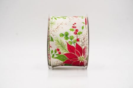 Fita Floral de Natal Poinsettia Creme com Fio_KF9942GC-2-2