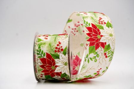Fita Floral de Natal Poinsettia Creme com Fio_KF9942GC-2-2