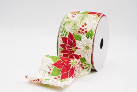 Fita Floral de Natal Poinsettia Creme com Fio_KF9942GC-2-2