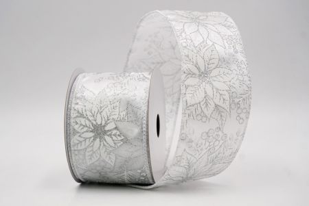 White_Glitter Poinsettia & Holly Wired Ribbon_KF9944GC-1-1