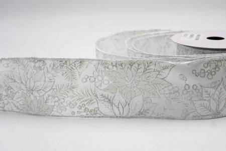 White_Glitter Poinsettia & Holly Wired Ribbon_KF9944GC-1-1