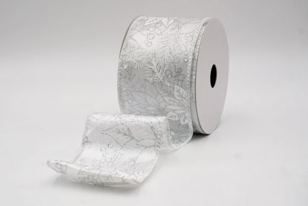 White_Glitter Poinsettia & Holly Wired Ribbon_KF9944GC-1-1