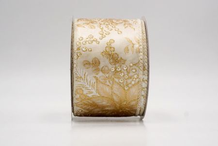 Cream_Glitter Poinsettia & Holly Wired Ribbon_KF9944GC-2-2