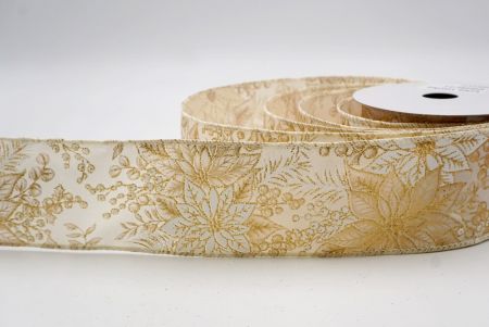 Cream_Glitter Poinsettia & Holly Wired Ribbon_KF9944GC-2-2