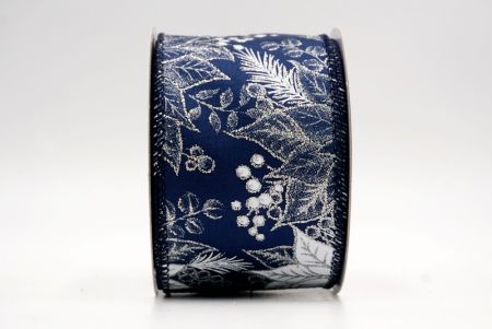Navy Blue_Glitter Poinsettia & Holly Wired Ribbon_KF9944GC-4-4