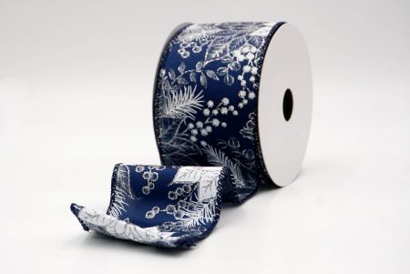 Navy Blue_Glitter Poinsettia & Holly Wired Ribbon_KF9944GC-4-4