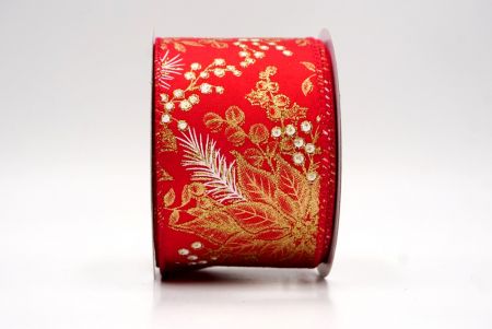 Red/Gold_Glitter Poinsettia & Holly Wired Ribbon_KF9944GC-7G-7