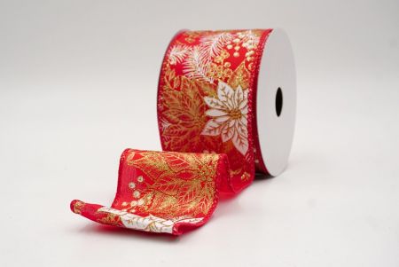 Red/Gold_Glitter Poinsettia & Holly Wired Ribbon_KF9944GC-7G-7