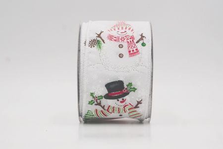 Fita de Natal com Cena de Boneco de Neve Branco com Fio_KF9945GC-1-1
