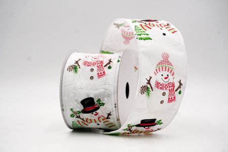 Fita de Natal com Cena de Boneco de Neve Branco com Fio_KF9945GC-1-1