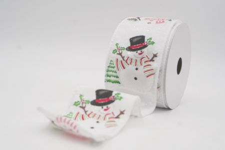 Fita de Natal com Cena de Boneco de Neve Branco com Fio_KF9945GC-1-1