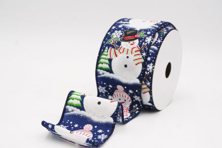 Cenário de Natal do Boneco de Neve Azul Fita Aramada_KF9945GC-4-4