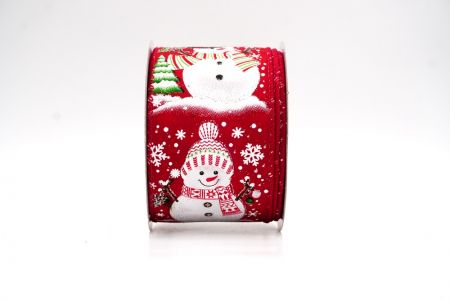 Cenário de Natal do Boneco de Neve Vermelho Fita Aramada_KF9945GC-7-7