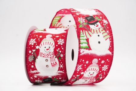 Cenário de Natal do Boneco de Neve Vermelho Fita Aramada_KF9945GC-7-7
