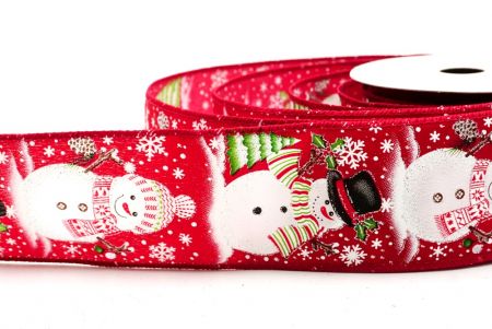 Cenário de Natal do Boneco de Neve Vermelho Fita Aramada_KF9945GC-7-7