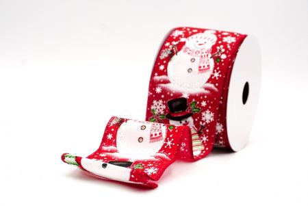 Cenário de Natal do Boneco de Neve Vermelho Fita Aramada_KF9945GC-7-7