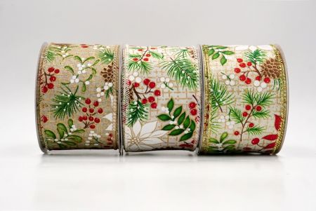 Pine, Holly & Mistletoe Wired Ribbon - Pine, Holly & Mistletoe Wired Ribbon