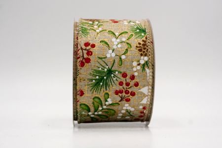 Khaki_Pine, Holly & Mistletoe Wired Ribbon_KF9946GC-13-183