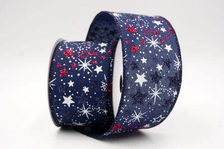 Navy Blue_Holiday Sparkle Star Wired Ribbon_KF9950GC-4-4