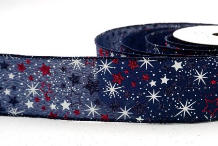 Navy Blue_Holiday Sparkle Star Wired Ribbon_KF9950GC-4-4