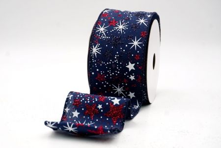 Navy Blue_Holiday Sparkle Star Wired Ribbon_KF9950GC-4-4