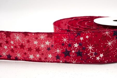 Burgundy_Holiday Sparkle Star Wired Ribbon_KF9950GC-8-8